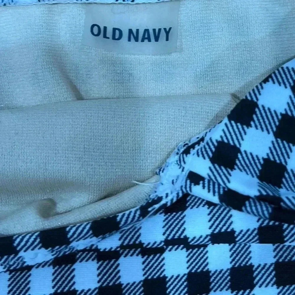 Old Navy black white gingham plunge neck, cross back,1 piece swim suit - Picture 2 of 5
